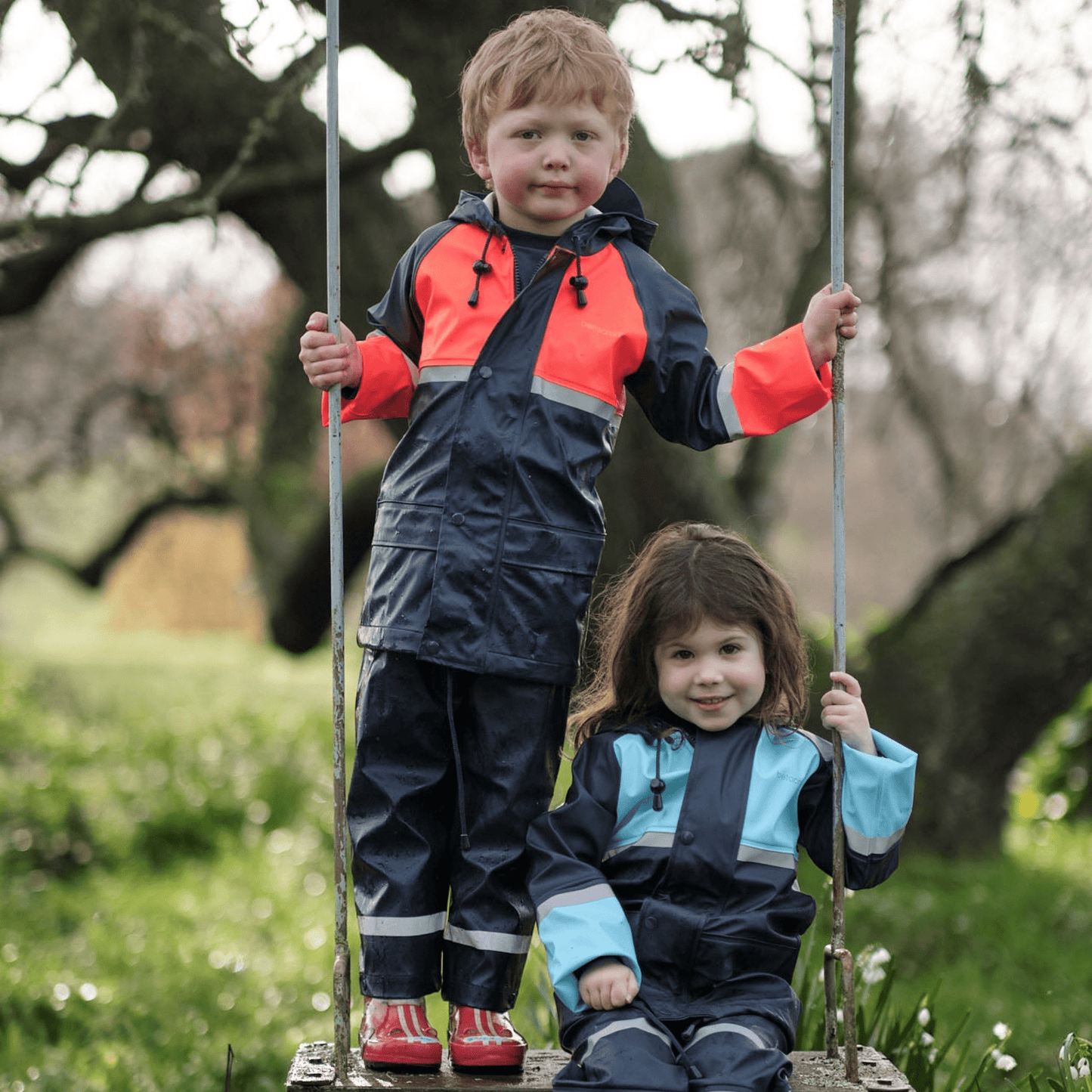 Betacraft Kids Tuffbak Overtrousers - Navy/Orange