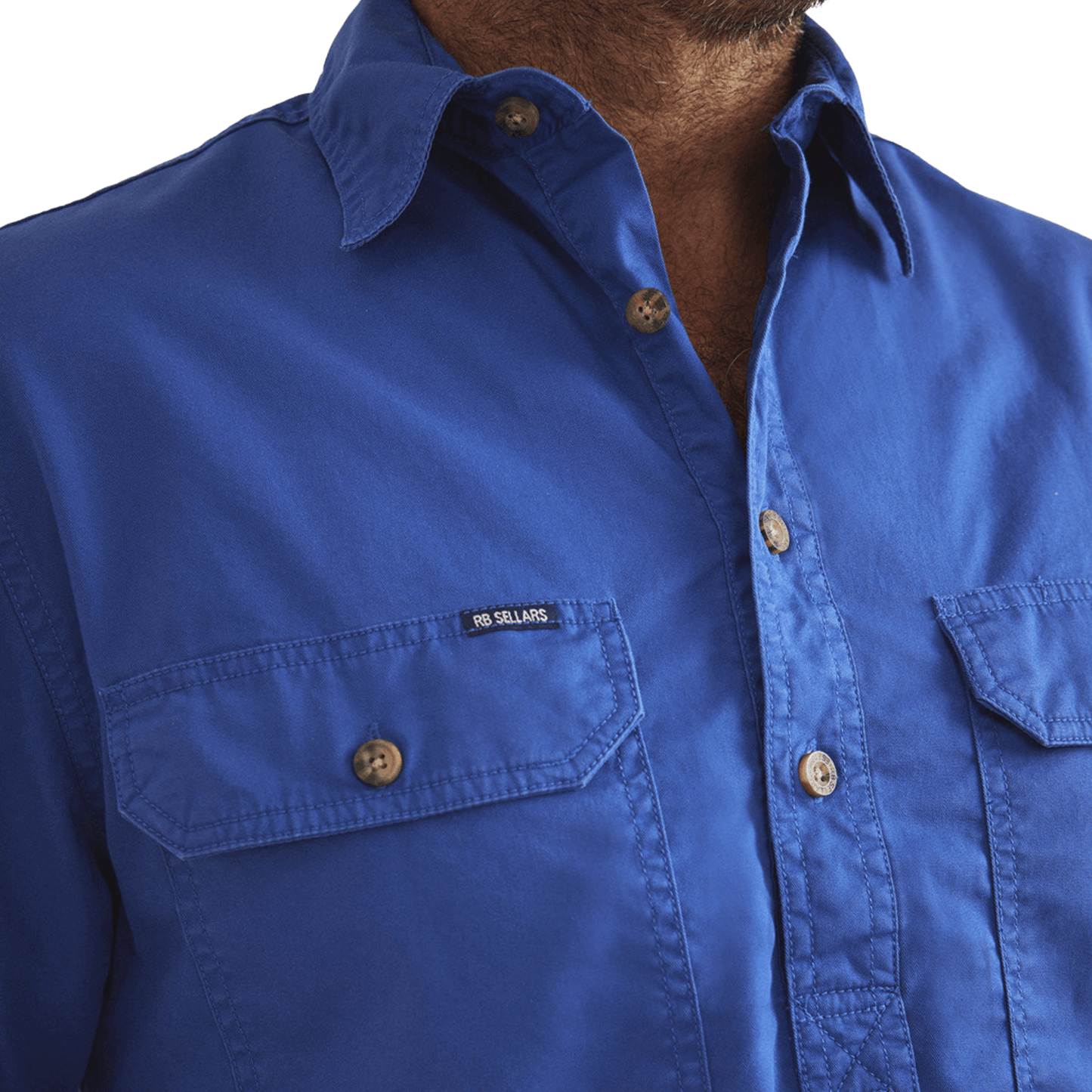 RB Sellars Men's Burton Half Button Heavy Weight Work Shirt - Royal
