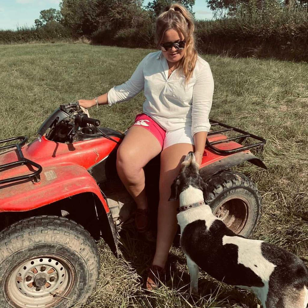 
                  
                    Woman wearing Canterbury clothing for farmers
                  
                