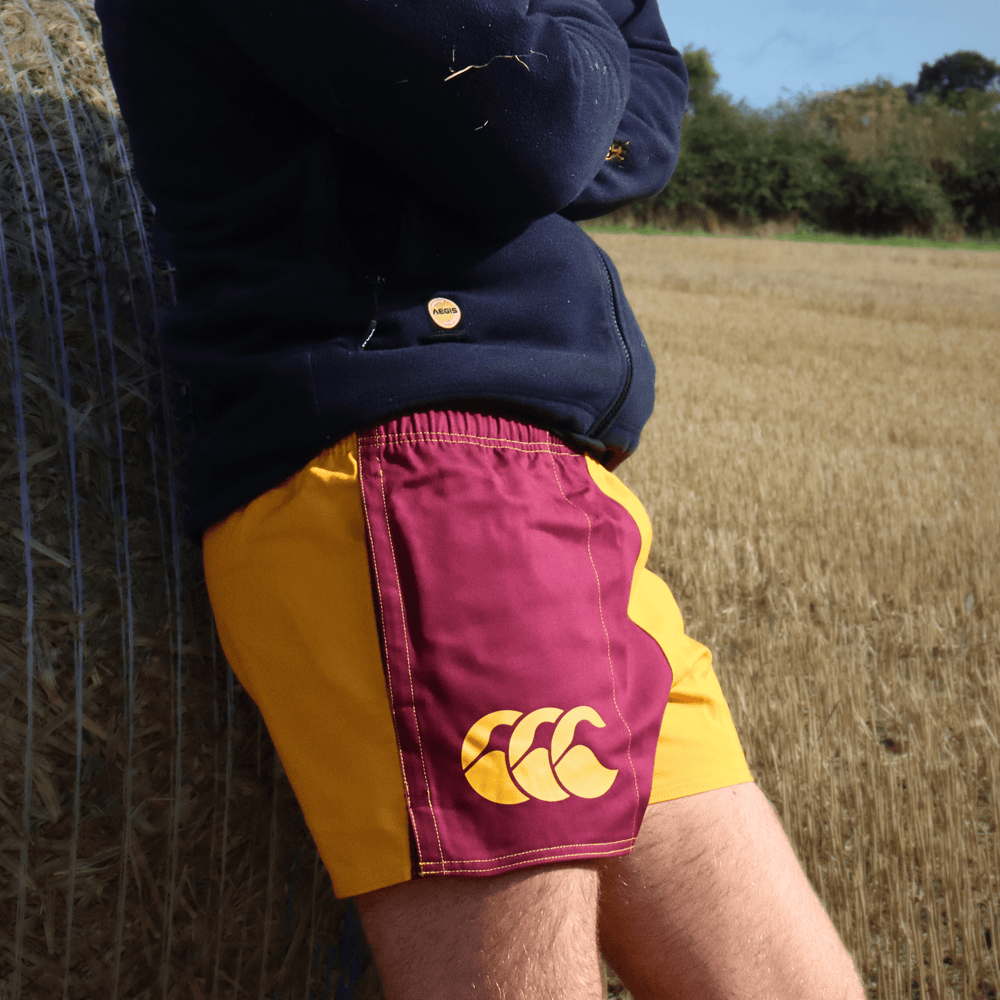 
                  
                    Canterbury Limited Edition Harlequin Shorts (Unisex) - Maroon/Gold
                  
                