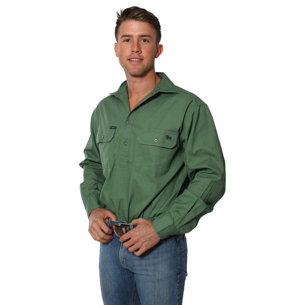Ringers Western - Men's King River Work Shirt - Cactus Green