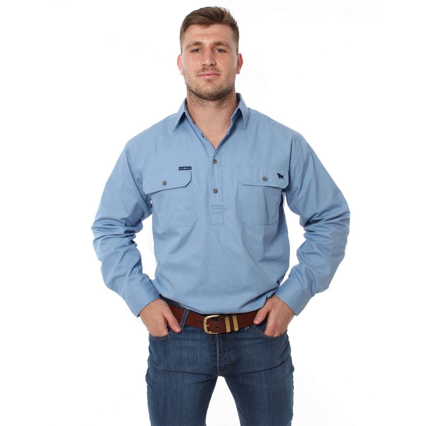 Ringers Western - Men's King River Work Shirt - Denim Blue