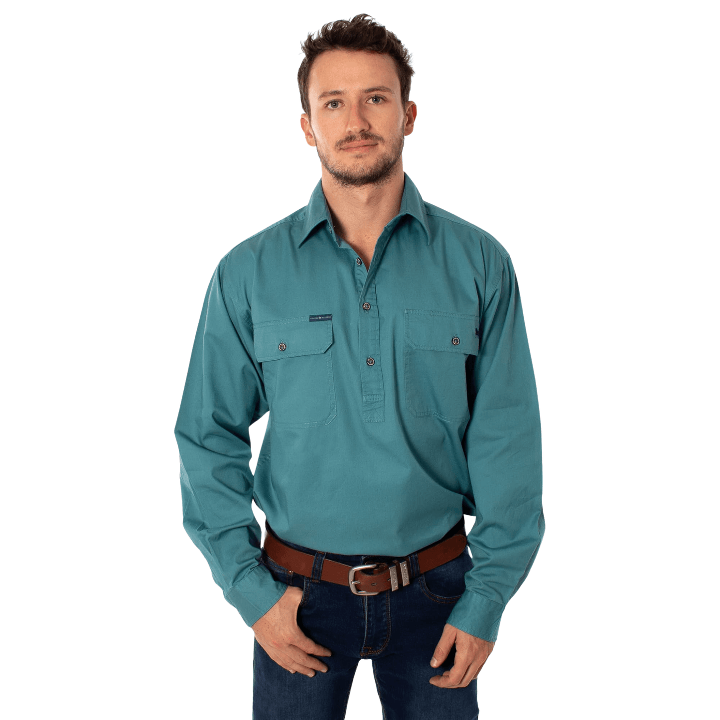 Ringers Western - Men's King River Work Shirt - Dusty Jade