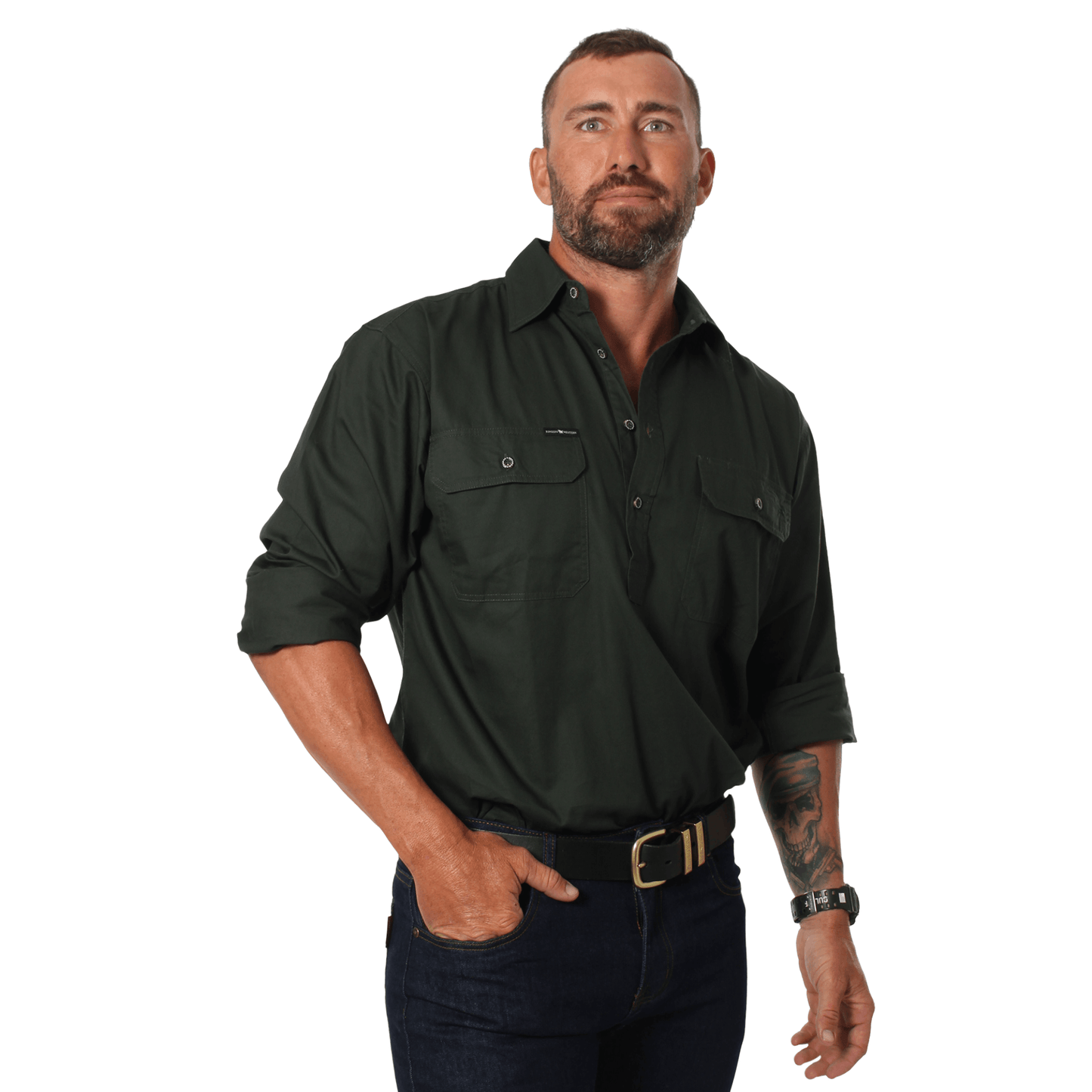 Ringers Western - Men's King River Work Shirt - Cargo Khaki