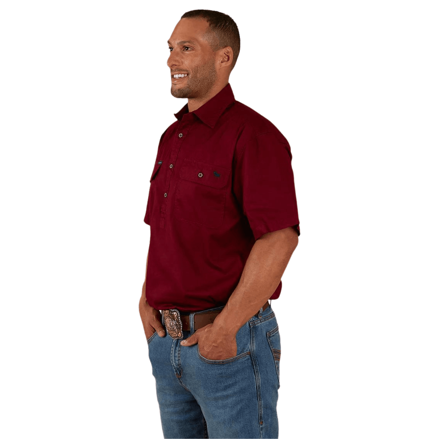 Ringers Western - Men's Pack Saddle Work Shirt - Burgundy