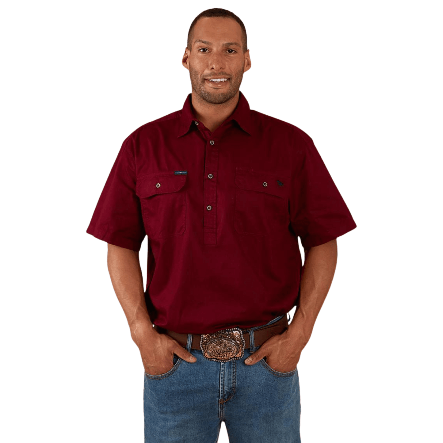 Ringers Western - Men's Pack Saddle Work Shirt - Burgundy