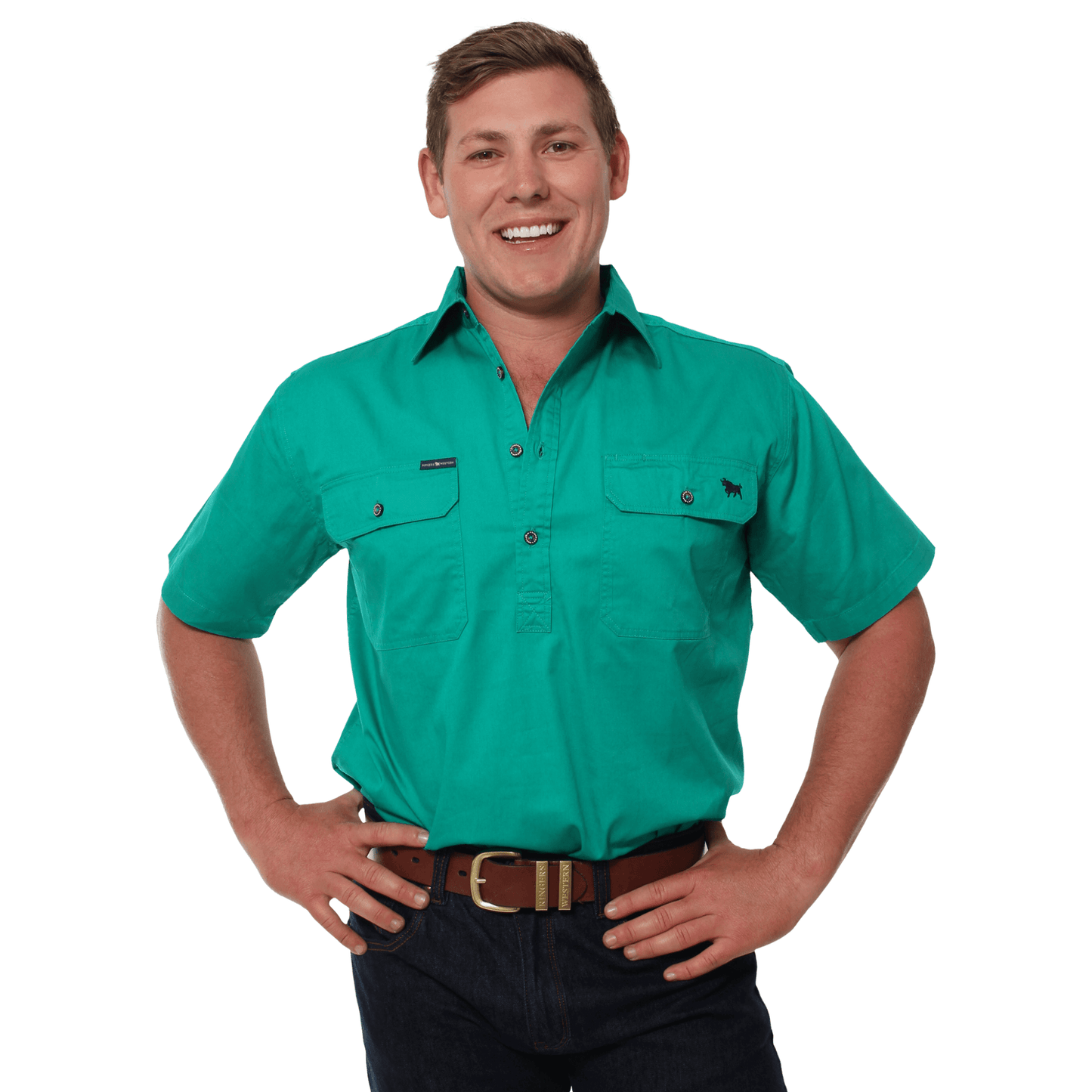 Ringers Western - Men's Pack Saddle Work Shirt - Green