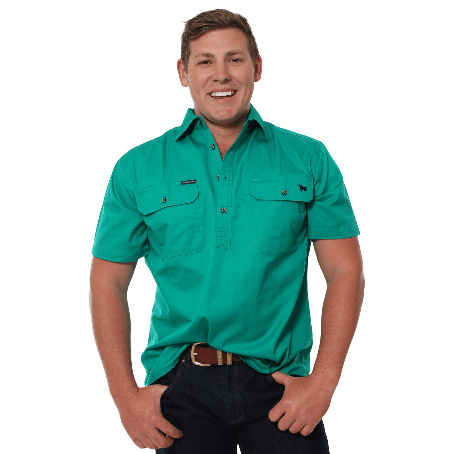 Ringers Western - Men's Pack Saddle Work Shirt - Green