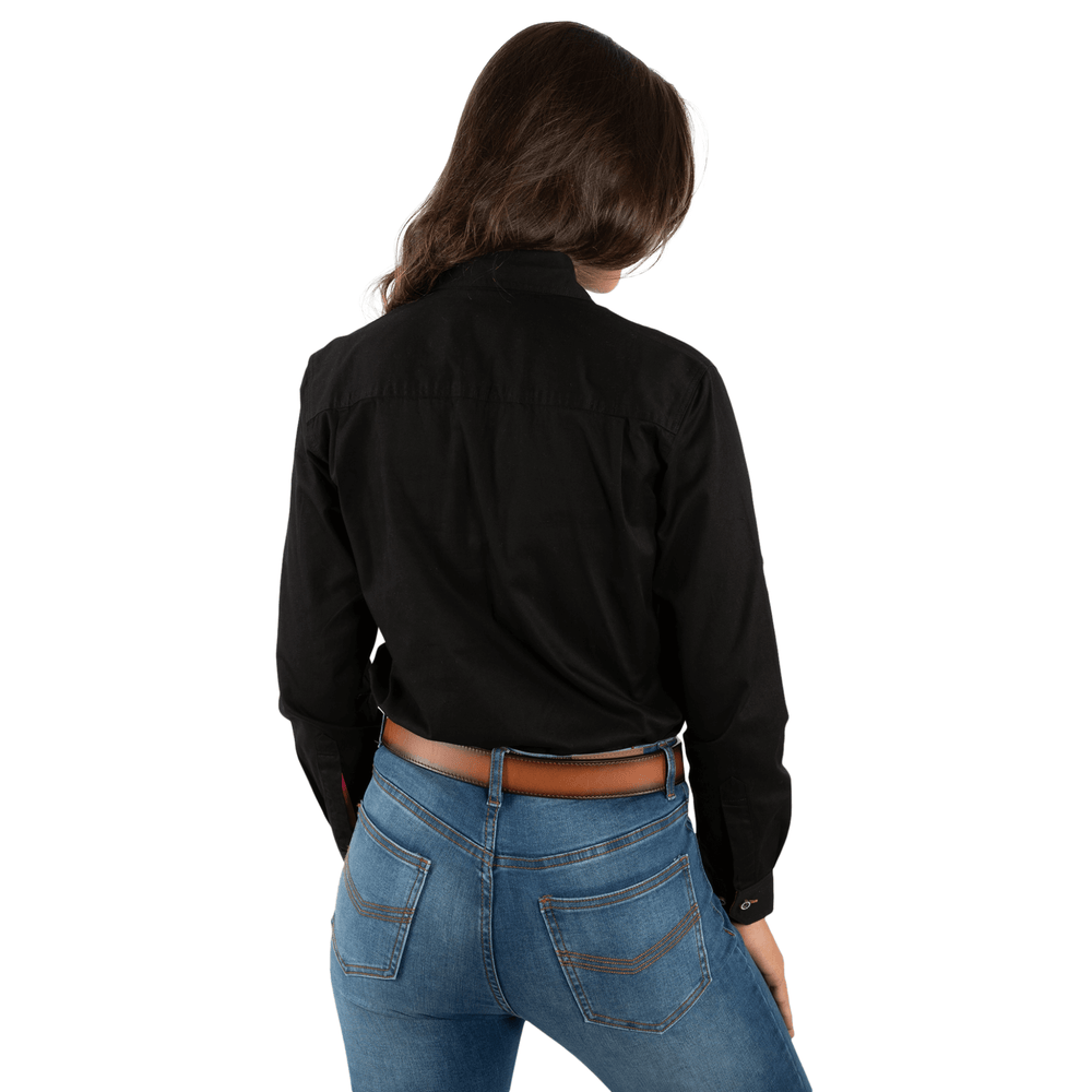 
                  
                    Ringers Western - Women's Pentecost River Half Button Work Shirt - Black / Melon
                  
                