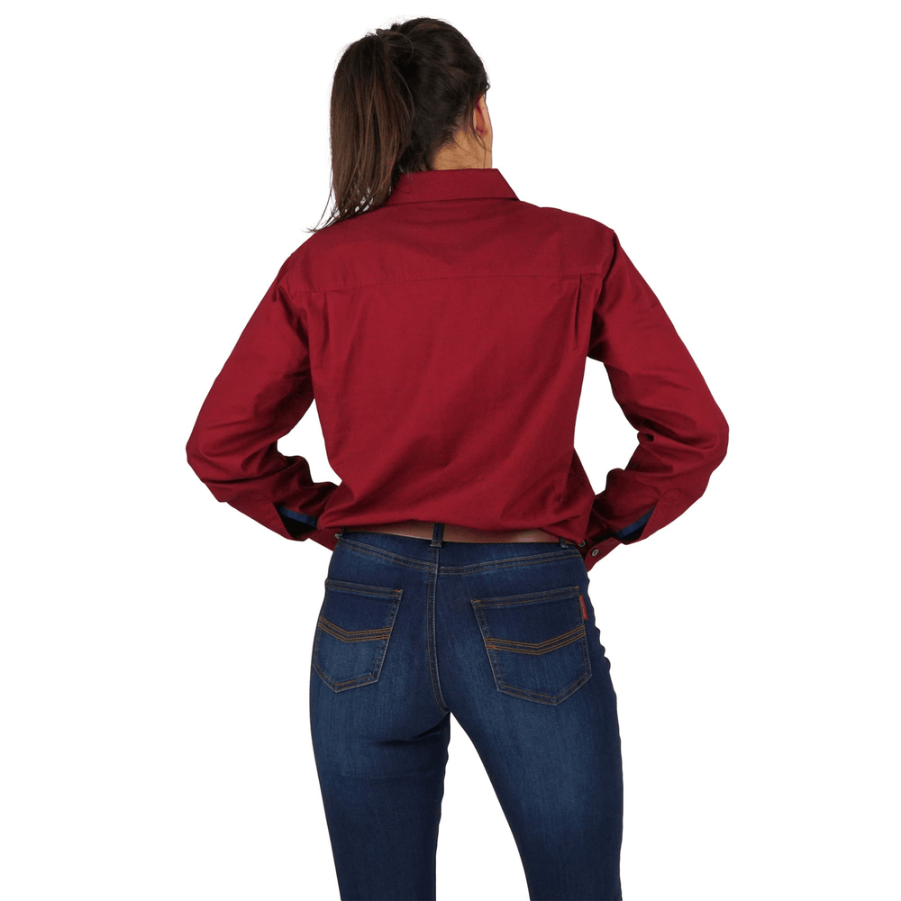 
                  
                    Ringers Western - Women's Pentecost River Half Button Work Shirt - Burgundy
                  
                