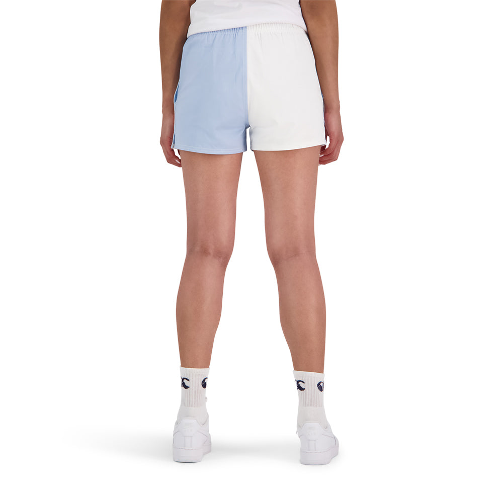 Light blue and white Canterbury rugby clothing seen from behind