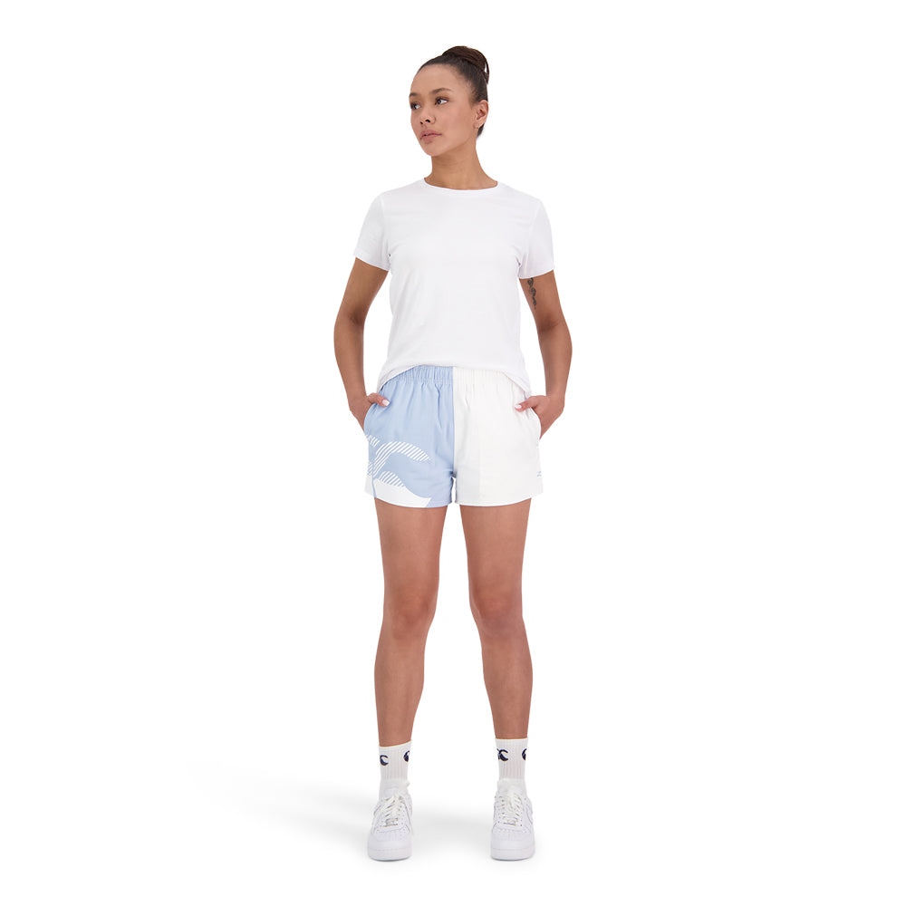 
                  
                    Model wearing light blue and white Canterbury rugby clothing
                  
                