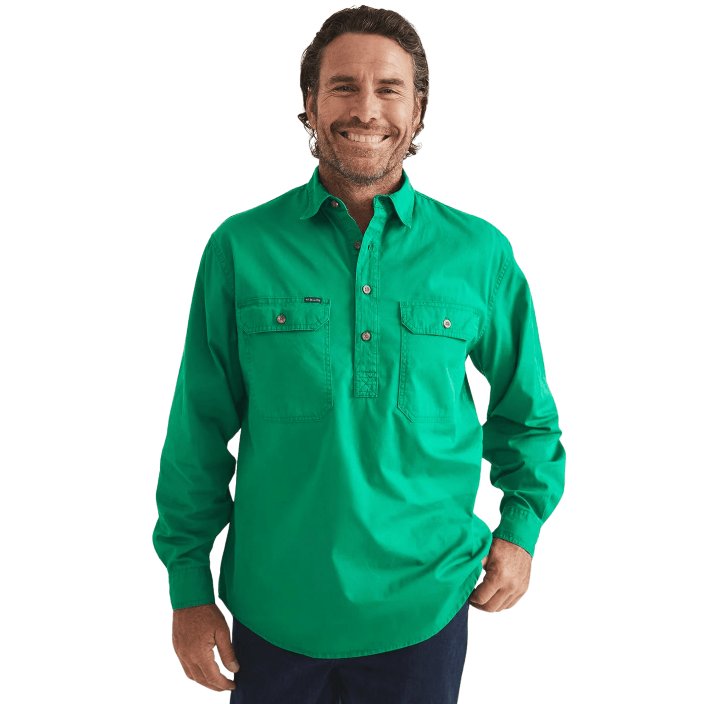 RB Sellars Men's Burton Half Button Mid Weight Work Shirt - Emerald