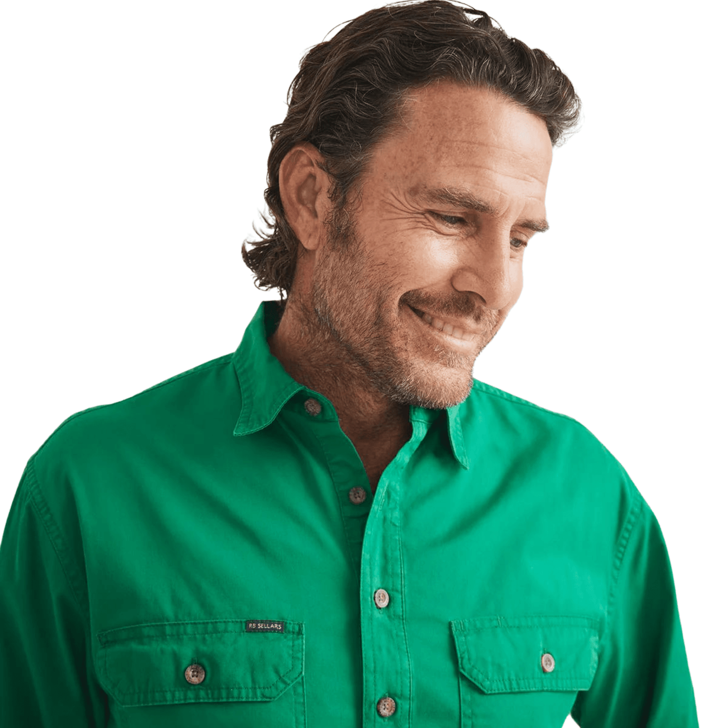RB Sellars Men's Burton Half Button Mid Weight Work Shirt - Emerald