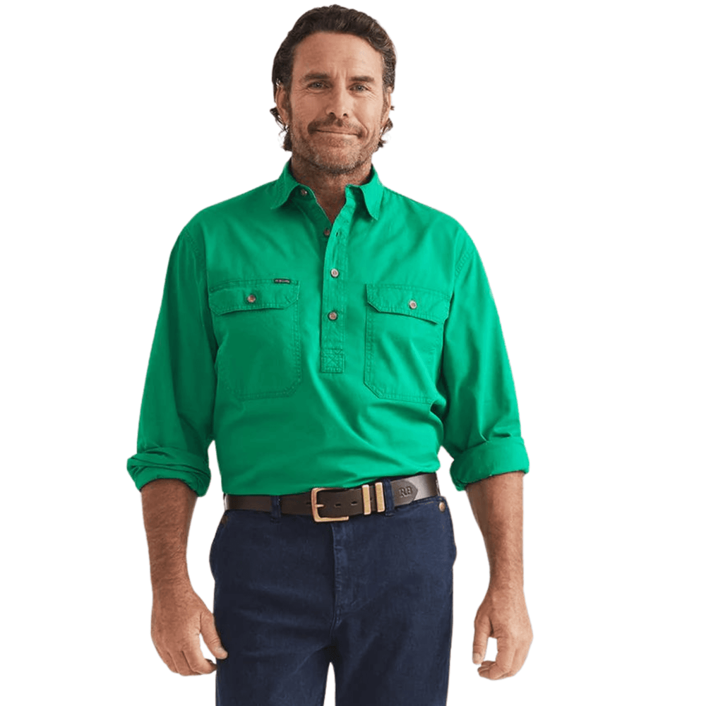 
                  
                    RB Sellars Men's Burton Half Button Mid Weight Work Shirt - Emerald
                  
                