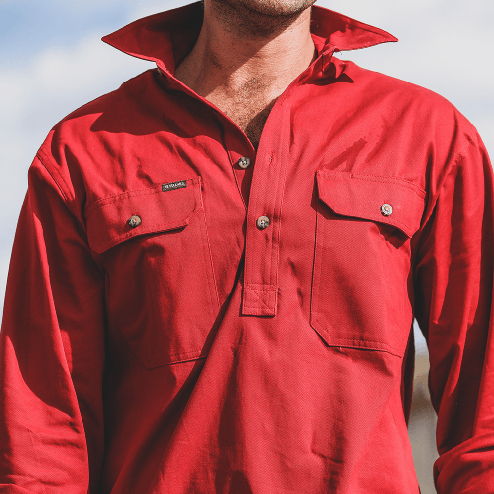 
                  
                    RB Sellars Men's Burton Half Button Mid Weight Work Shirt - Cherry
                  
                
