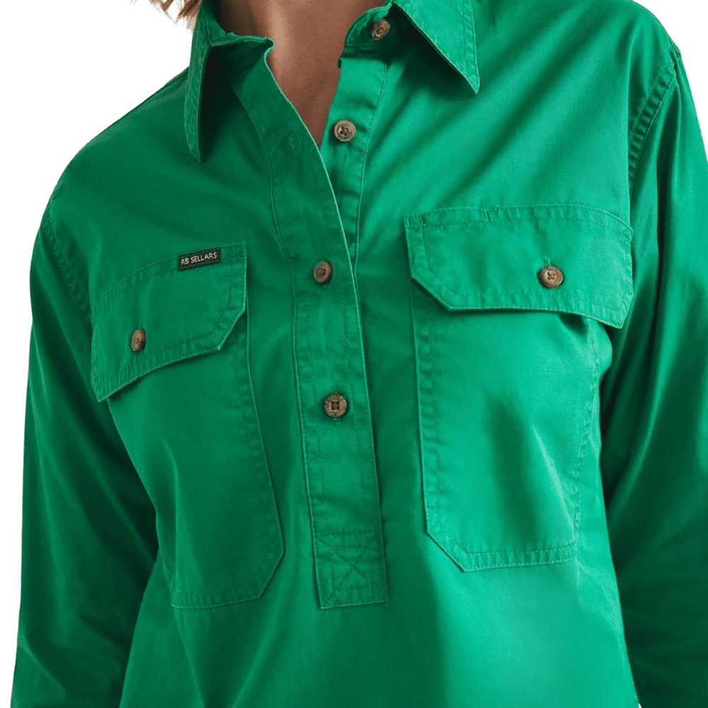 
                  
                    RB Sellars Women's Sandy Half Button Light Weight Work Shirt - Emerald
                  
                