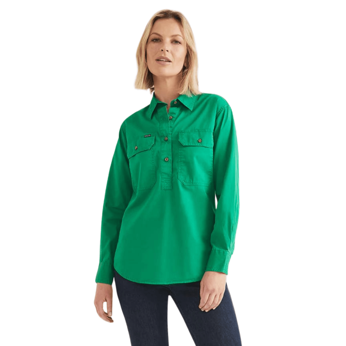 RB Sellars Women's Sandy Half Button Light Weight Work Shirt - Emerald