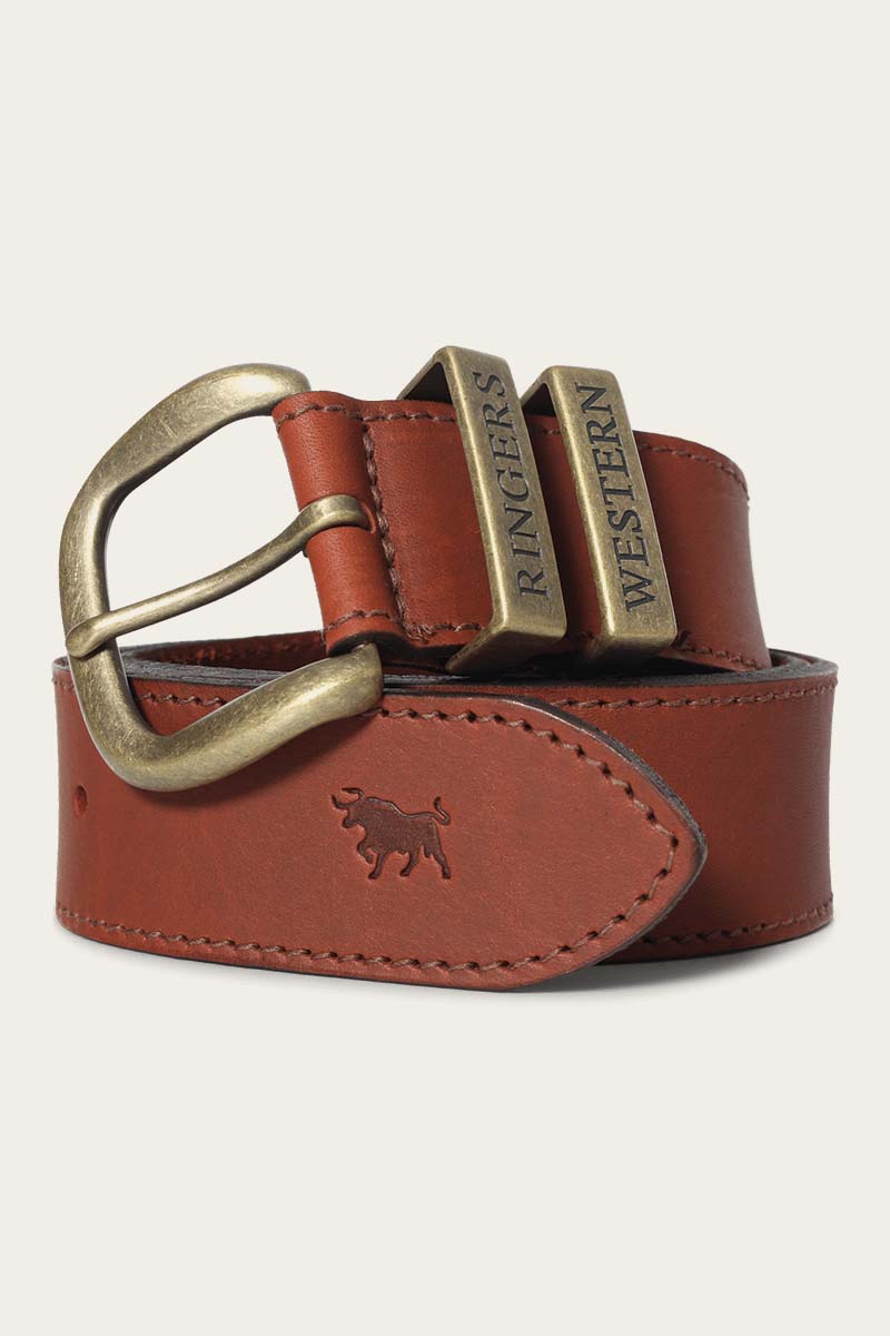 Ringers Western - Unisex James Belt - Tawny Brown / Gold