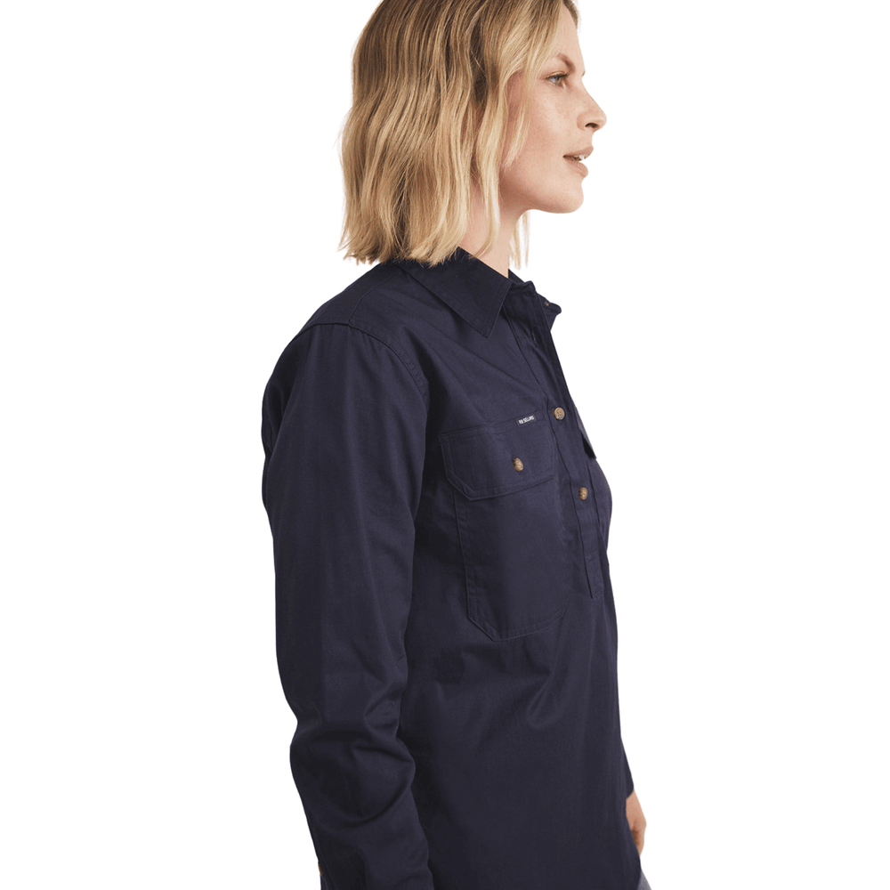 RB Sellars Women's Sandy Half Button Light Weight Work Shirt - Navy