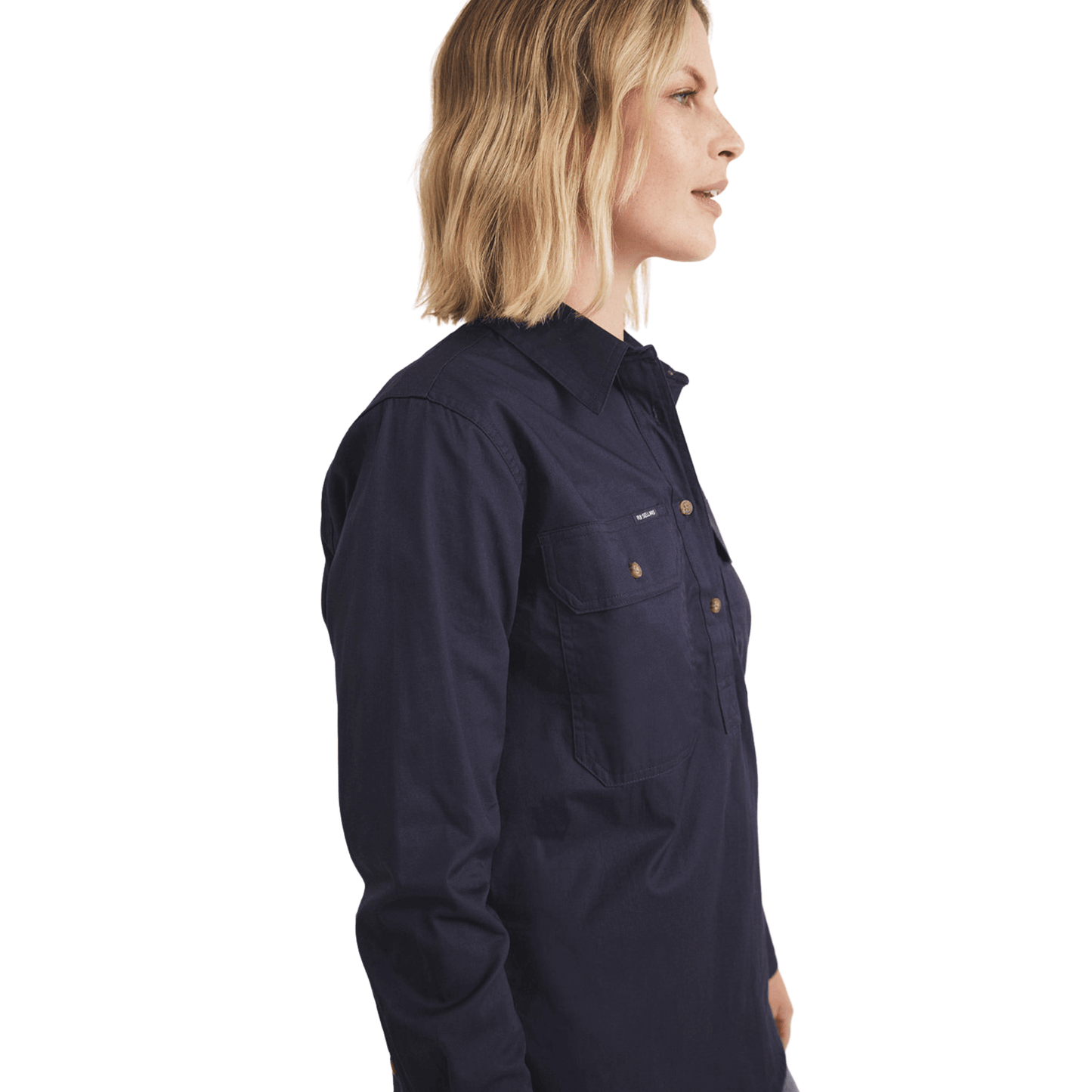 RB Sellars Women's Sandy Half Button Light Weight Work Shirt - Navy