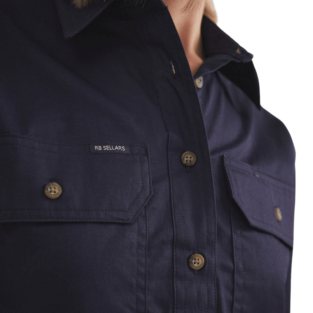 
                  
                    RB Sellars Women's Sandy Half Button Light Weight Work Shirt - Navy
                  
                