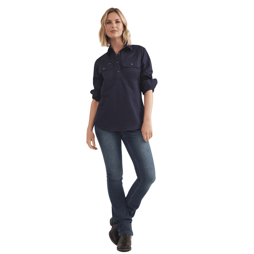 
                  
                    RB Sellars Women's Sandy Half Button Light Weight Work Shirt - Navy
                  
                