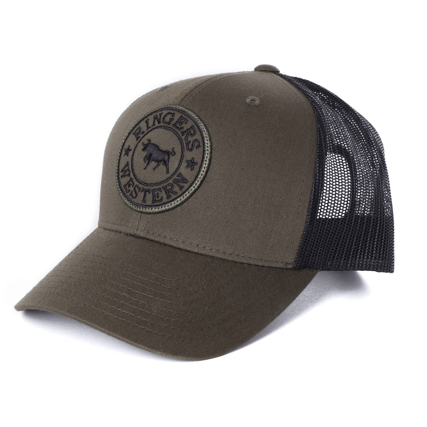 Ringers Western - Unisex Signature Bull Trucker Cap - Army / Black