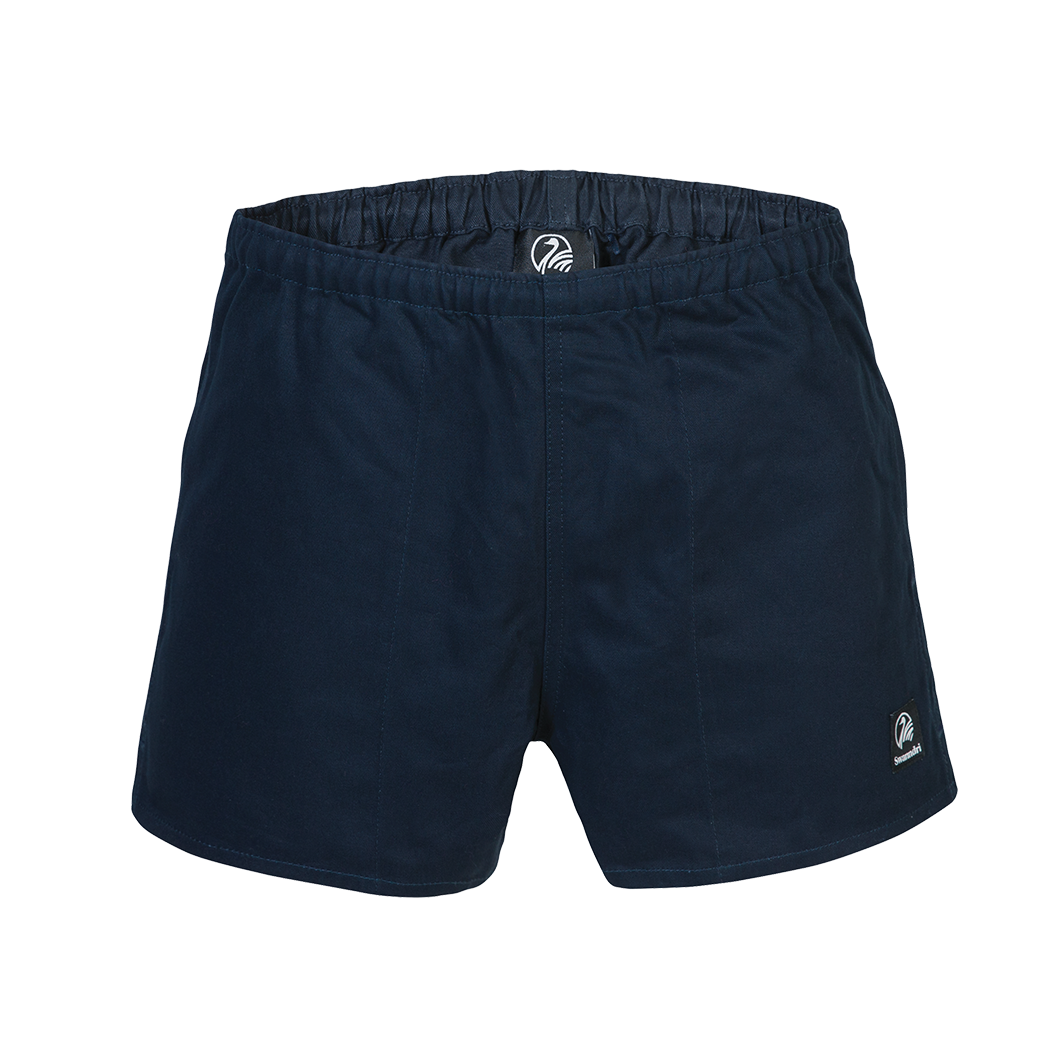 Navy cotton rugby shorts with pockets