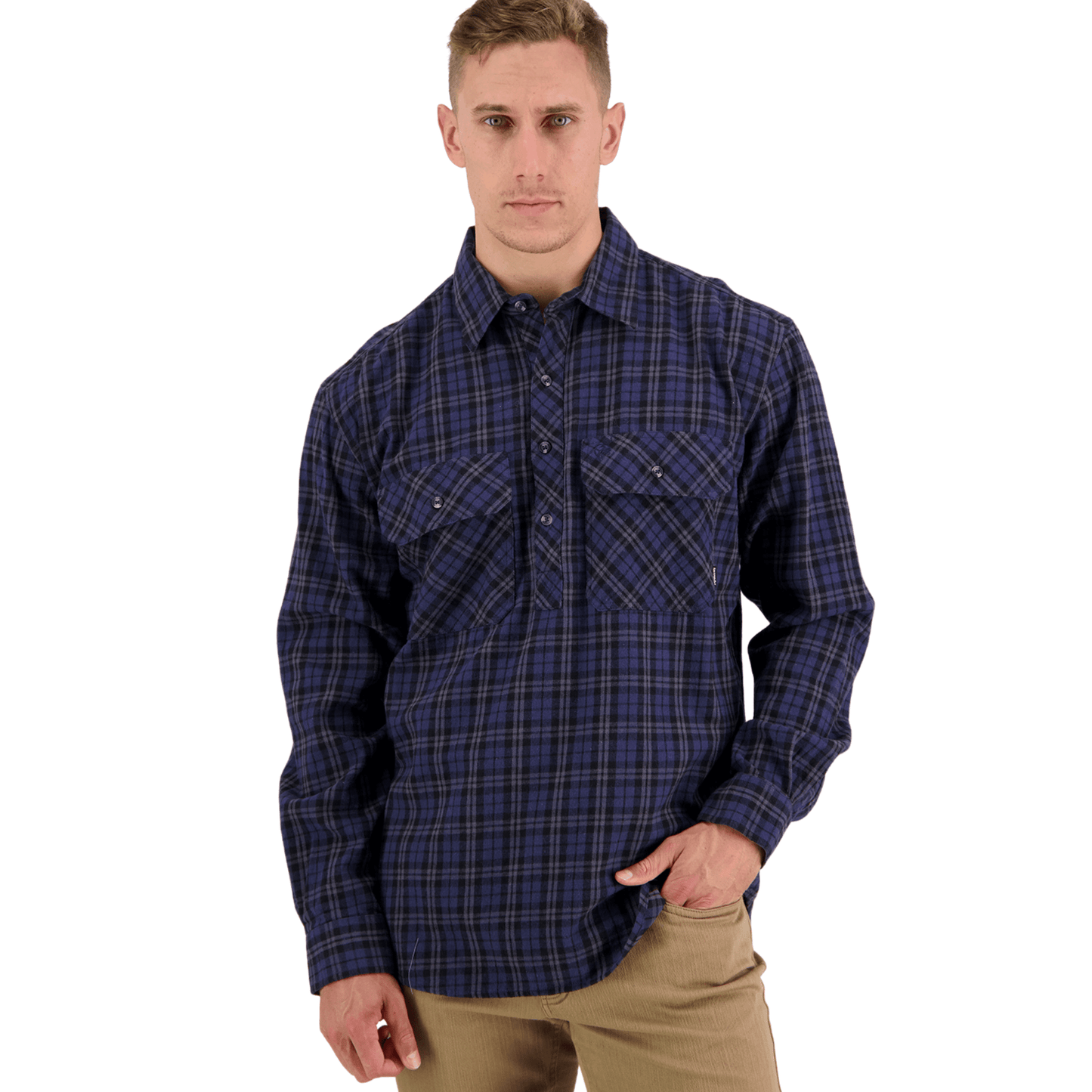 Swanndri Barn Yarn Dye Shirt - Blue