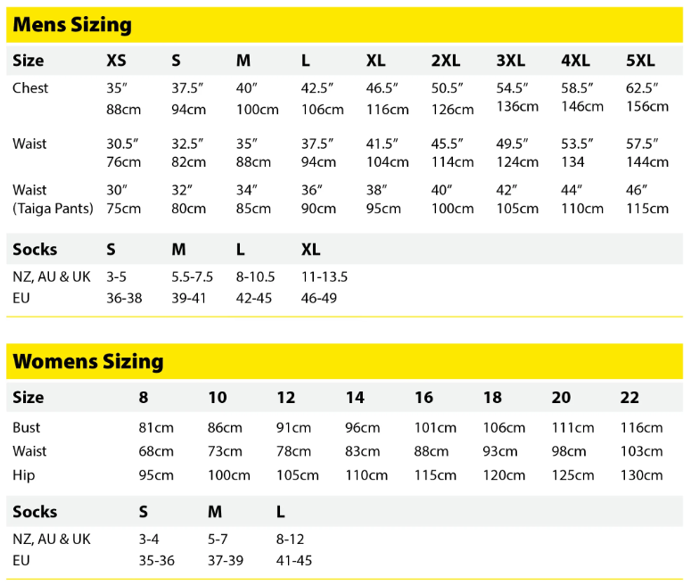 swazi clothing sizes 